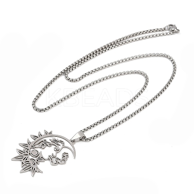 Gothic 201 Stainless Steel Hollow Moon Woman Pendant Necklaces LS-NJEW-K283-04P-1