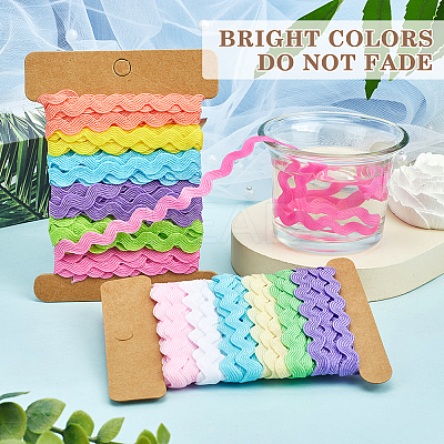 4 Cards 2 Styles Polyester Wavy Fringe Trim Ribbon DIY-GF0009-48C-1