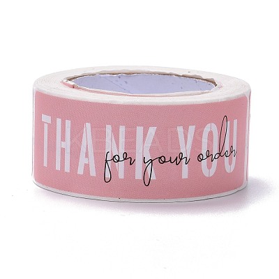 Pink Rectangle Paper Thank You Stickers DIY-C042-07B-1
