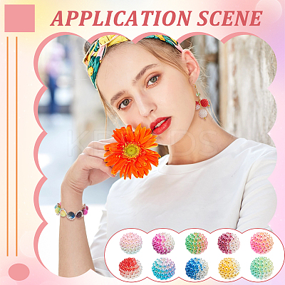 400Pcs 10 Colors Gradient Color Resin Imitation Pearl Beads RESI-NB0002-02-1