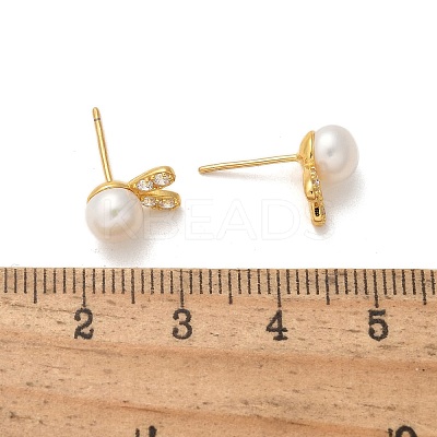 925 Sterling Silver Micro Pave Clear Cubic Zirconia Stud Earrings for Women EJEW-K303-02B-G-1