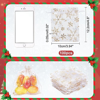 ChristmasSsnowflake Organza Gift Bags OP-WH0012-03-1