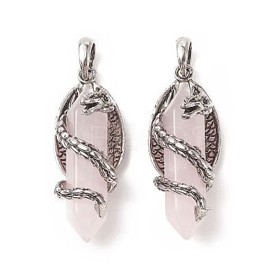 Natural Rose Quartz Pointed Pendants G-C051-01B-1