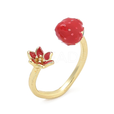 Brass with Enamel Cuff Open Rings for Women LS-RJEW-Q019-01B-G-1