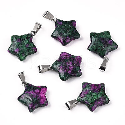 Star Dyed Natural Ruby in Zoisite Pendants G-Q367-19-1