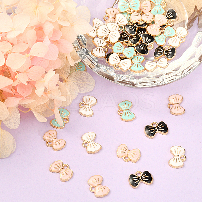 40Pcs 4 Colors Alloy Enamel Pendants ENAM-CJ0002-17-1