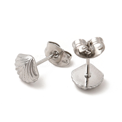 304 Stainless Steel Shell Shape Stud Earrings for Women EJEW-I281-33P-1