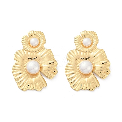 304 Stainless Steel ABS Plastic Pearl Stud Earrings for Women EJEW-U046-12C-G-1
