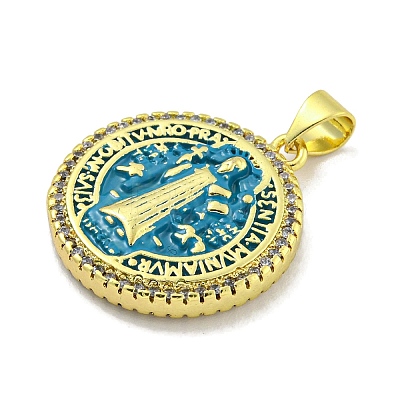 Rack Plating Brass Micro Pave Cubic Zirconia Pendants KK-B091-22G-03-1