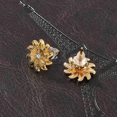 304 Stainless Steel Rhinestone Stud Earrings for Women STAS-Z117-13G-1
