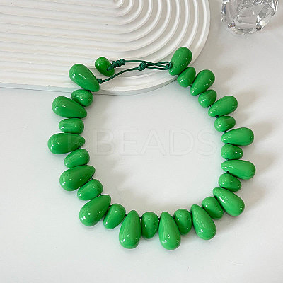Resin Teardrop Beaded Necklaces for Women FS-WG19753-05-1