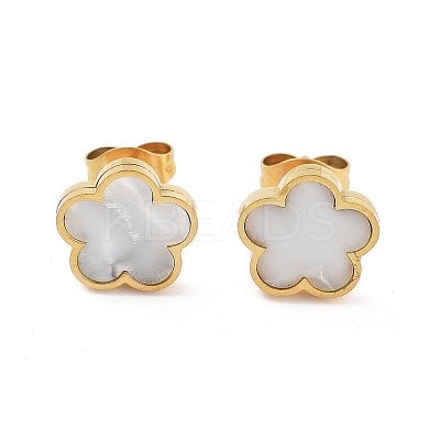 Flower Shell Stud Earrings EJEW-K281-01G-05-1