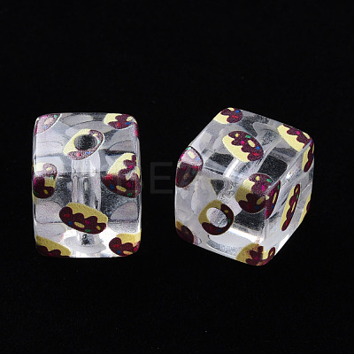 Transparent Printed Acrylic Beads MACR-S374-09A-01-1