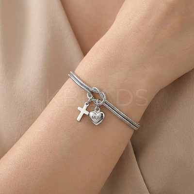 Mother's Day 304 Stainless Steel Snake Chain Double-layered Bracelets WG6C8B3-02-1