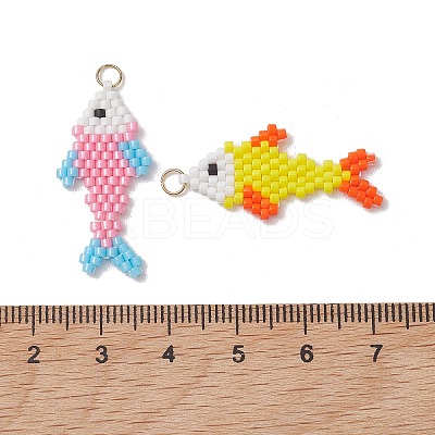 4Pcs 4 Colors MIYUKI Glass Seed Bead Pendants PALLOY-MZ01319-1
