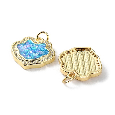 Rack Plating Brass Micro Pave Cubic Zirconia Pendants KK-C041-10G-1