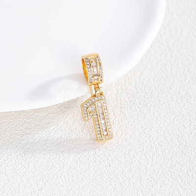 Brass Clear Cubic Zirconia European Dangle Charms LS-KK-R003-01G-01-1