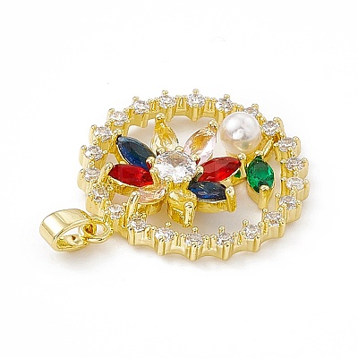 Brass Micro Pave Cubic Zirconia Pendants KK-E068-VC033-1