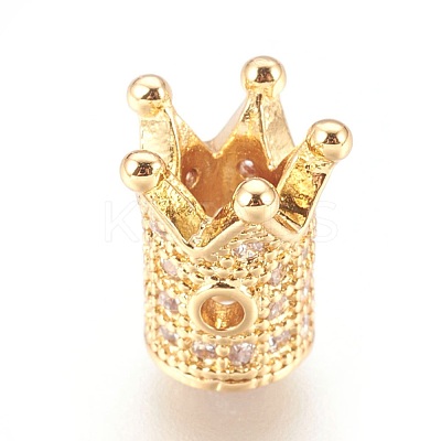Brass Micro Pave Cubic Zirconia Beads ZIRC-F088-029G-1