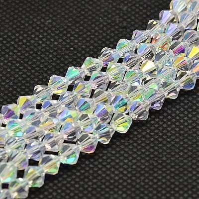 Imitate Austrian Crystal Electroplate Bicone Glass Bead Strands LS-GLAA-F029-4x4mm-A01-1