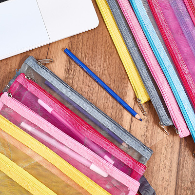 6Pcs 6 Colors Nylon Mesh Pen Bag AJEW-CP0006-77-1