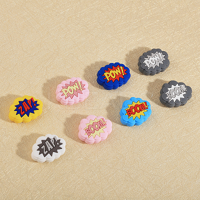 18Pcs 9 Style Cloud with Word Food Grade Eco-Friendly Silicone Focal Beads SIL-CA0002-76-1