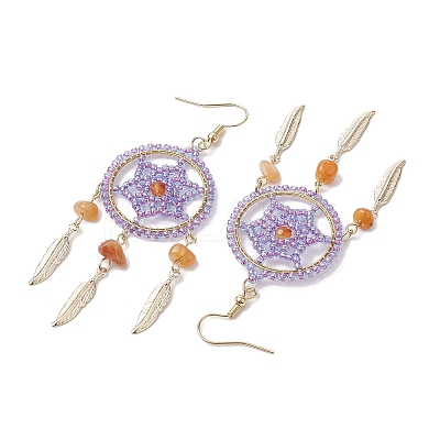 304 Stainless Steel with Glass Dangle with Natural Agate Stud Earring EJEW-MZ00185-02-1