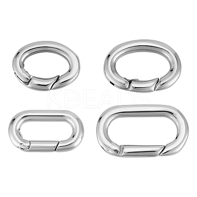 4Pcs 4 Styles 304 Stainless Steel Spring Gate Ring STAS-UN0059-41-1