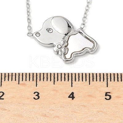 304 Stainless Steel White Enamel & Crystal Rhinestone Dog Pendant Necklaces for Women NJEW-M101-03P-1