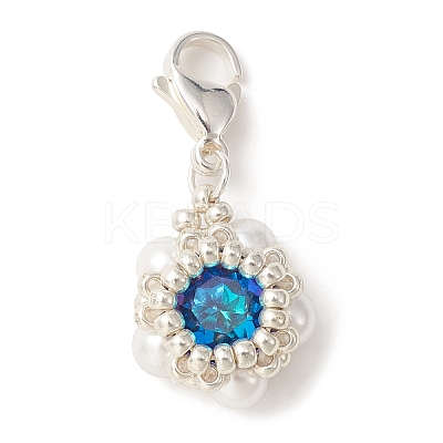K9 Glass Rhinestone & Shell Pearl Bead Pendant Decoration HJEW-MZ00028-1