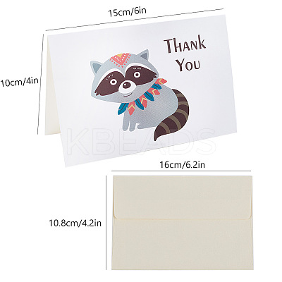 Envelope and Animal Pattern Thank You Cards Sets DIY-CP0001-67-1