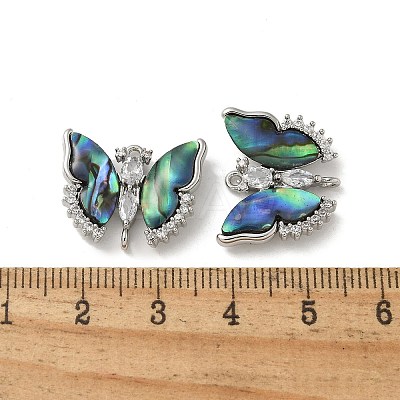 Brass Clear Cubic Zirconia Connector Charms KK-R210-11P-02-1