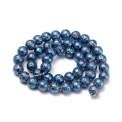 Electroplated Natural Lava Rock Beads Strands G-I260-11-1