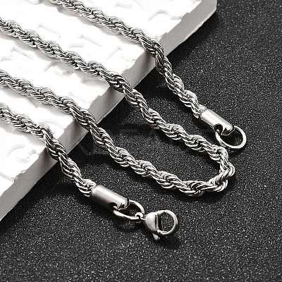 Non-Tarnish 304 Stainless Steel Rope Chain Necklaces NJEW-F226-03P-06-1