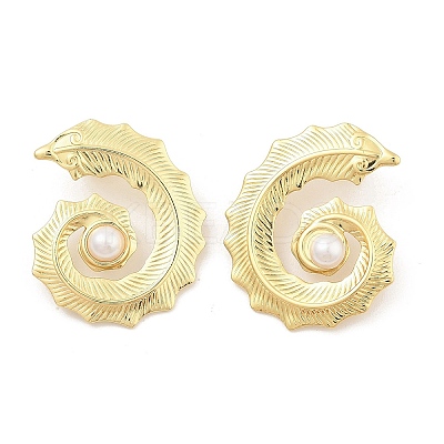Feather Shape PVD Vacuum Plating 304 Stainless Steel Stud Earrings for Women EJEW-C120-06G-1