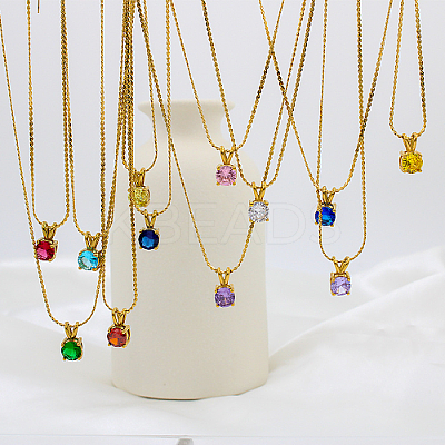 Real 18K Gold Plated 201 Stainless Steel Pendant Necklaces CP2918-6-1