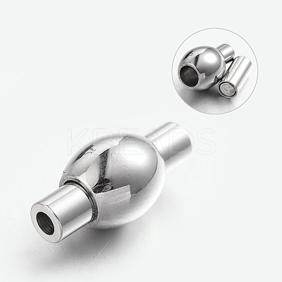 Tarnish Resistant 304 Stainless Steel Magnetic Clasps with Glue-in Ends STAS-L131-09-1