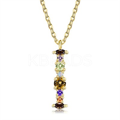 Brass Micro Pave Cubic Zirconia Pendant Necklaces NJEW-BB67040-I-1