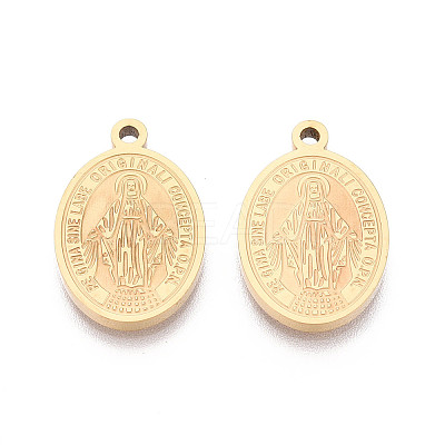 Religion 304 Stainless Steel Oval with Virgin Mary Pendants STAS-T073-07G-1