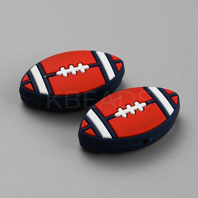 Rugby Food Grade Eco-Friendly Silicone Focal Beads SIL-WH0013-52B-1