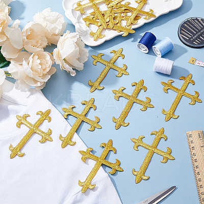 Polyester Metallic Thread Embroidery Applique Patch LS-PATC-WH0005-19-1