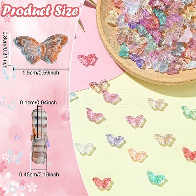 100Pcs Transparent Spray Painted Glass Beads GLAA-YW0005-09-1