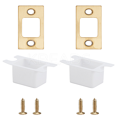 2 Sets 201 Stainless Steel Door Reinforcement Plate with Screws AJEW-LP0001-31G-1