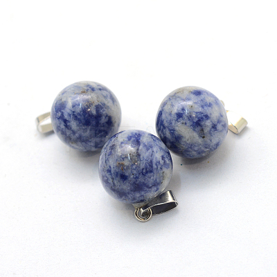 Round Natural Blue Spot Jasper Pendants G-Q434-01-1