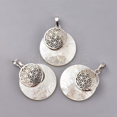 Natural White Shell Mother of Pearl Shell Pendants KK-F751-M-B05-1