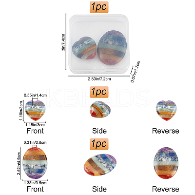 2Pcs 2 Style Chakra Worry Stone for Anxiety Therapy G-CP0001-03-1