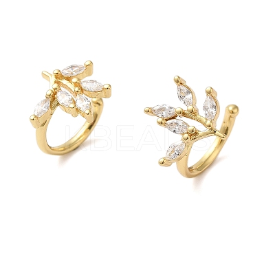 Brass Micro Pave Clear Cubic Zirconia Cuff Earrings for Women EJEW-B057-01G-1