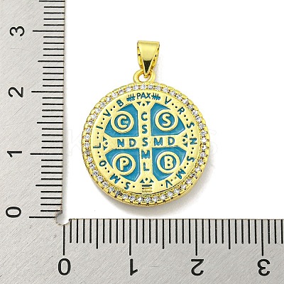 Rack Plating Brass Micro Pave Cubic Zirconia Pendants KK-B091-22G-03-1