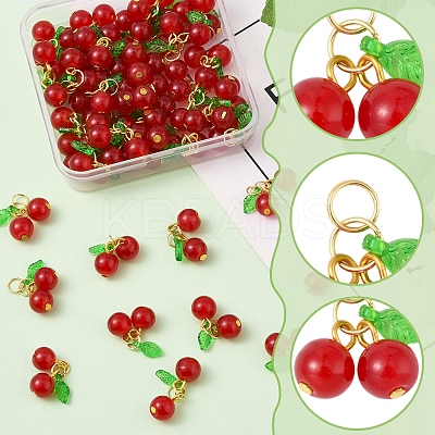 50Pcs Glass Pendants PALLOY-FS00037-1