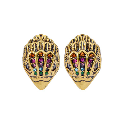 Bird Head Brass Micro Pave Cubic Zirconia Stud Earrings FS-WGB6FCA-03-1